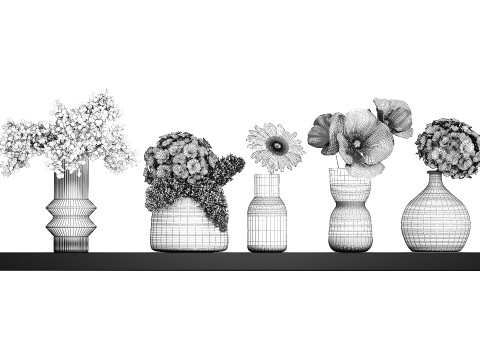 Collection Of Small Bouquets Of White Flowers 475 3D Модель