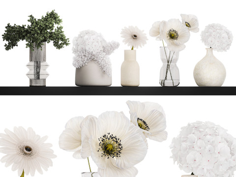 Collection Of Small Bouquets Of White Flowers 475 3D Модель