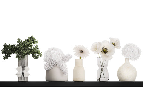 Collection Of Small Bouquets Of White Flowers 475 3D Модель