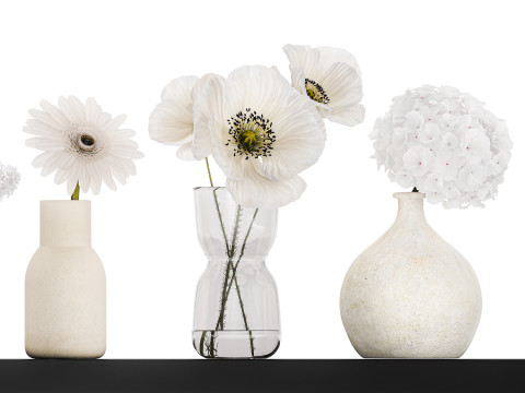 Collection Of Small Bouquets Of White Flowers 475 3D Модель