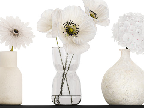 Collection Of Small Bouquets Of White Flowers 475 3D Модель