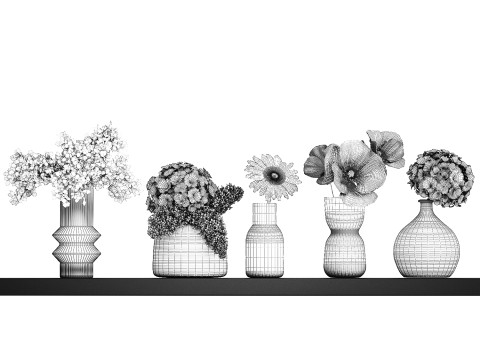 Collection Of Small Bouquets Of White Flowers 475 3D Модель