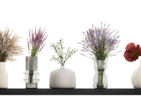 Collection Of Small Bouquets Of Flowers Vases 476 3D Model