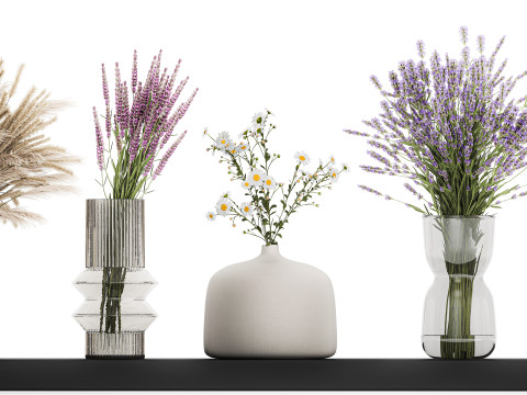 Collection Of Small Bouquets Of Flowers Vases 476 3Dモデル