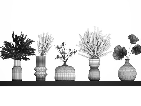 Collection Of Small Bouquets Of Flowers Vases 476 3Dモデル