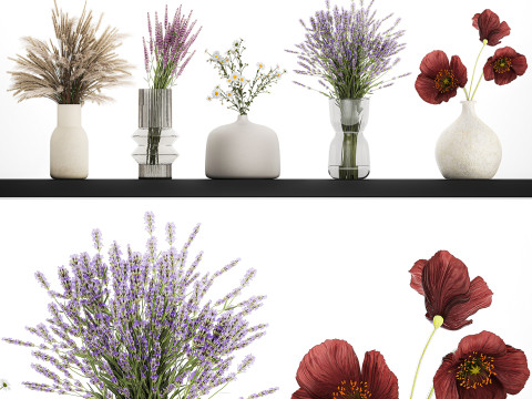 Collection Of Small Bouquets Of Flowers Vases 476 3Dモデル