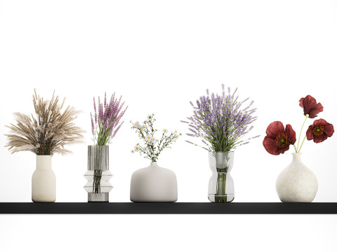 Collection Of Small Bouquets Of Flowers Vases 476 3Dモデル