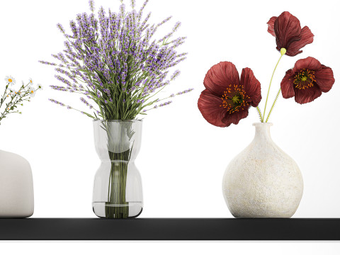Collection Of Small Bouquets Of Flowers Vases 476 3Dモデル