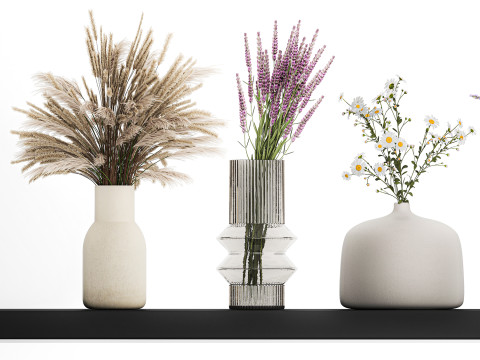 Collection Of Small Bouquets Of Flowers Vases 476 3Dモデル