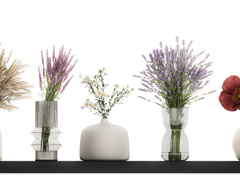 Collection Of Small Bouquets Of Flowers Vases 476 3Dモデル