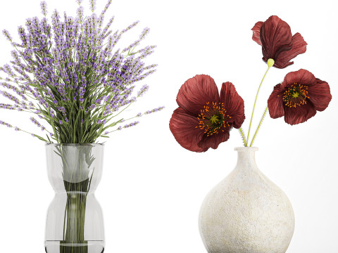Collection Of Small Bouquets Of Flowers Vases 476 3Dモデル