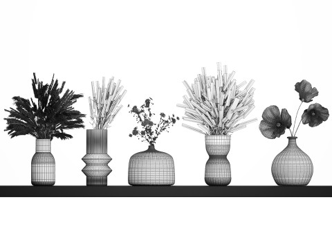 Collection Of Small Bouquets Of Flowers Vases 476 3Dモデル