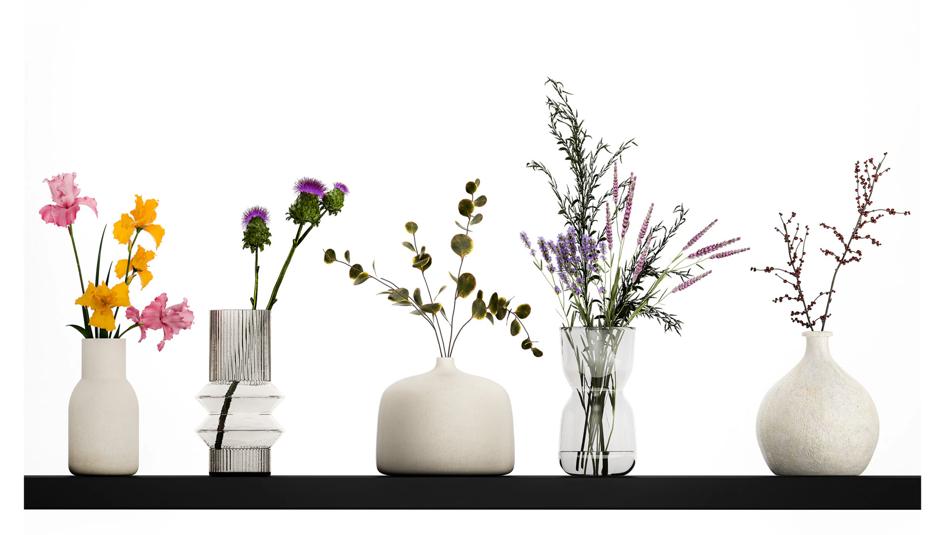 Collection Of Small Bouquets Of Flowers In Vases 477 3D Model .c4d .max .obj .3ds .fbx .stl .blend