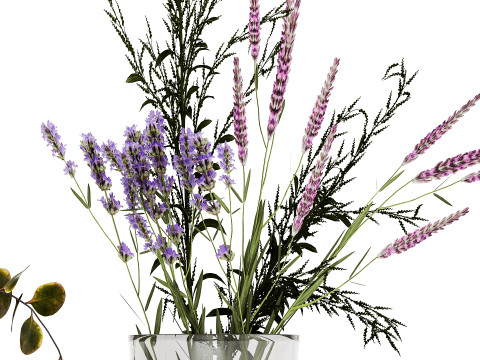 Collection Of Small Bouquets Of Flowers In Vases 477 3D Model