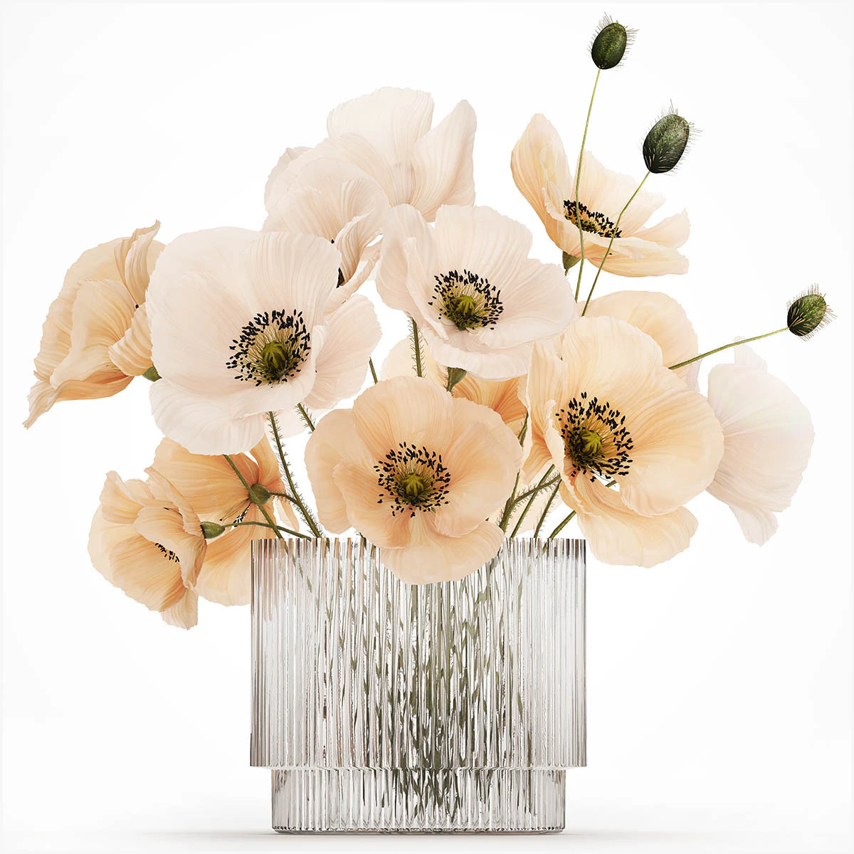 Bouquet Di Fiori Bianchi Di Papavero Selvatico In Un Vaso 479 Modello 3D .c4d .max .obj .3ds .fbx .stl .blend 