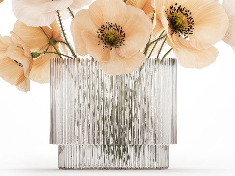 Bouquet Of White Wild Flowers Poppy In A Vase 479 3D Модель