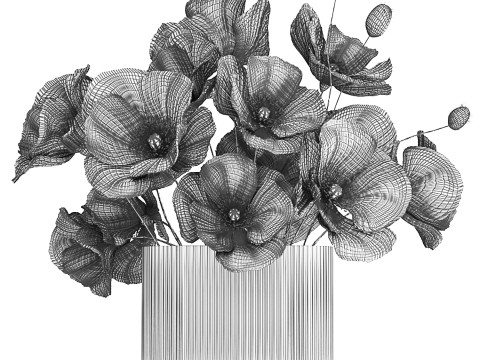 Bouquet Of White Wild Flowers Poppy In A Vase 479 3D Модель