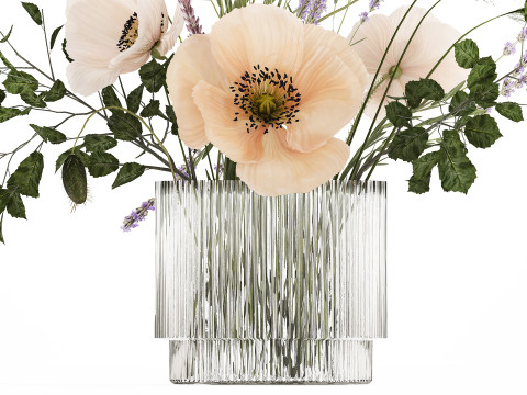 Beautiful bouquet of wild flowers Lavender poppy 480 Modelo 3D