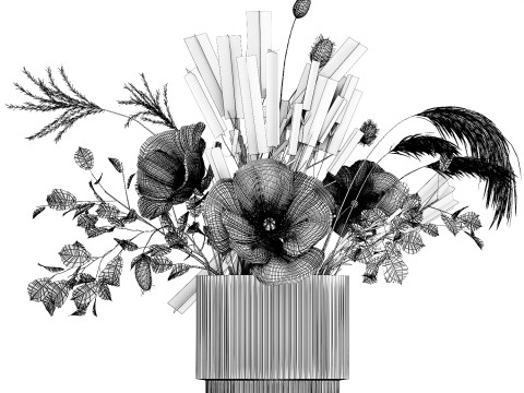 Beautiful bouquet of wild flowers Lavender poppy 480 Modelo 3D