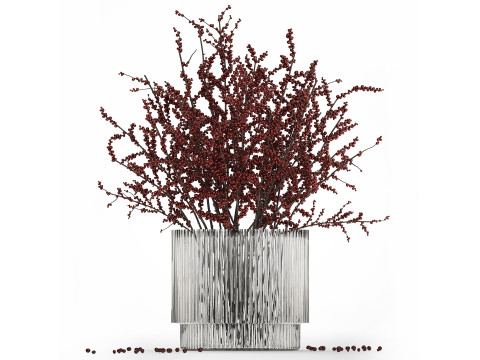 Beautiful bouquet of branches with red berries 481 Model 3D