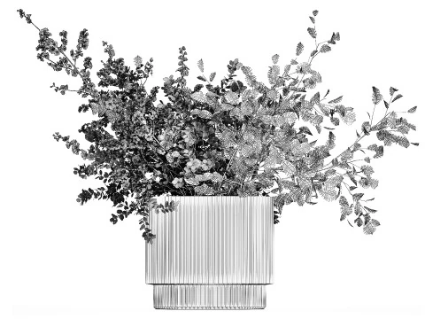 Beautiful Bouquet Of Cherry Blossom Branches 482 3D Model