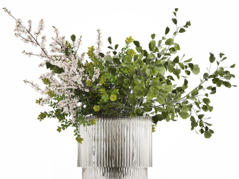 Beautiful Bouquet Of Cherry Blossom Branches 482 3D Model