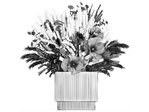 Bouquet Of Wild Flowers In Vase Lavender poppy 483 Modèle 3D