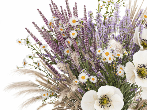 Bouquet Of Wild Flowers In Vase Lavender poppy 483 Modèle 3D