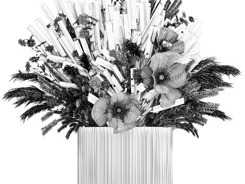 Bouquet Of Wild Flowers In Vase Lavender poppy 483 Modèle 3D