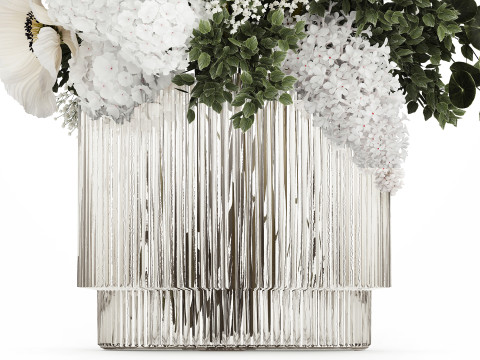 White bouquet of flowers hydrangea lilac poppy 484 3D Model