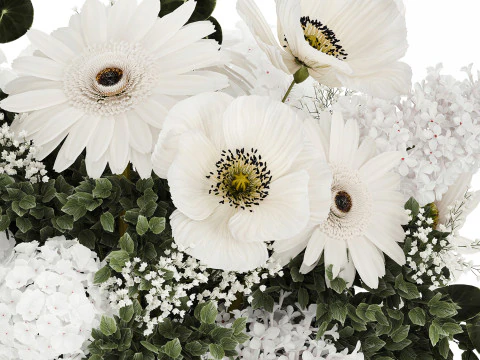 White bouquet of flowers hydrangea lilac poppy 484 3D Model
