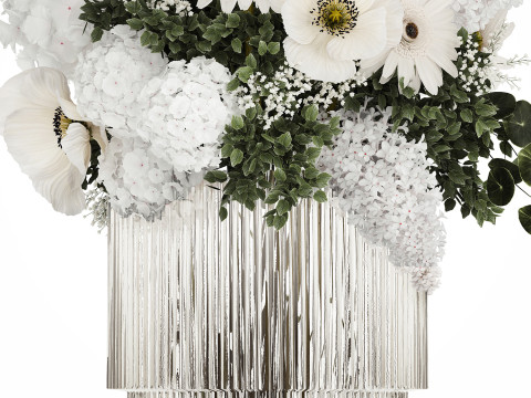 White bouquet of flowers hydrangea lilac poppy 484 3D Model