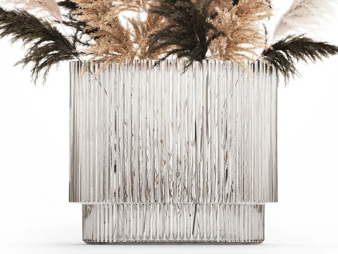 Beautiful Bouquet Dried Flowers Cortaderia Pampas 487 3D Model