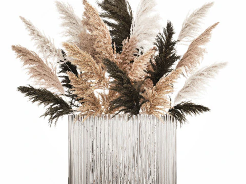 Beautiful Bouquet Dried Flowers Cortaderia Pampas 487 3D Model