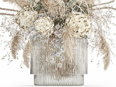 Bouquet Dried Flowers Pampas Hydrangea Palm Leaf 488 3Dモデル