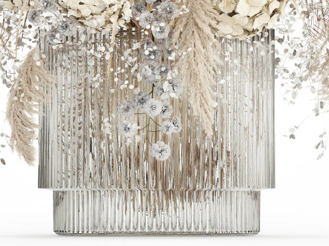 Bouquet Dried Flowers Pampas Hydrangea Palm Leaf 488 3D Model