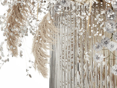 Bouquet Dried Flowers Pampas Hydrangea Palm Leaf 488 3Dモデル