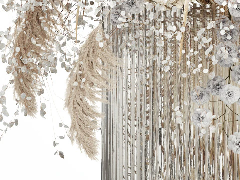 Bouquet Dried Flowers Pampas Hydrangea Palm Leaf 488 3D Model