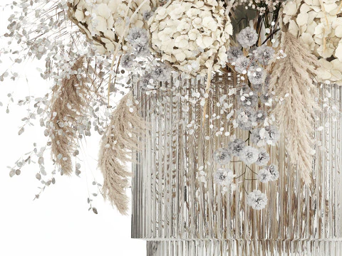 Bouquet Dried Flowers Pampas Hydrangea Palm Leaf 488 3D Model