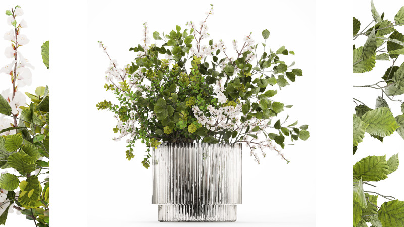 Beautiful Bouquet Of Branches Flowering Cherries 489 3D Модель .c4d .max .obj .3ds .fbx .stl .blend 