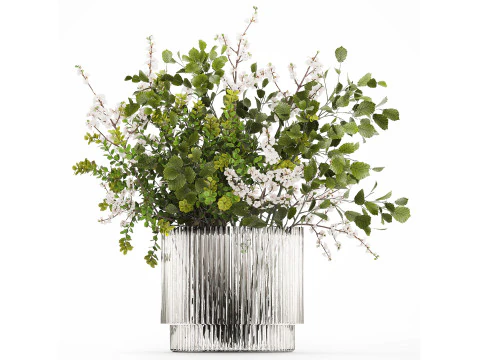 Beautiful Bouquet Of Branches Flowering Cherries 489 3D Model