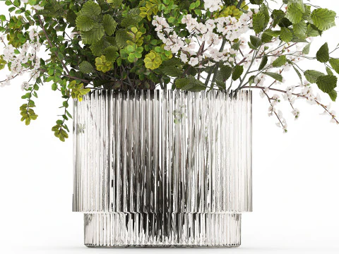 Beautiful Bouquet Of Branches Flowering Cherries 489 3D Model