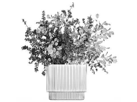 Beautiful Bouquet Of Branches Flowering Cherries 489 3D Model