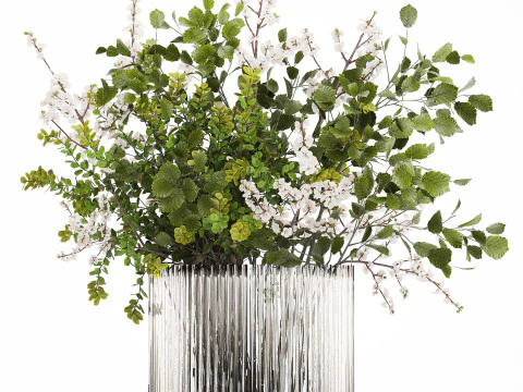 Beautiful Bouquet Of Branches Flowering Cherries 489 3D Model