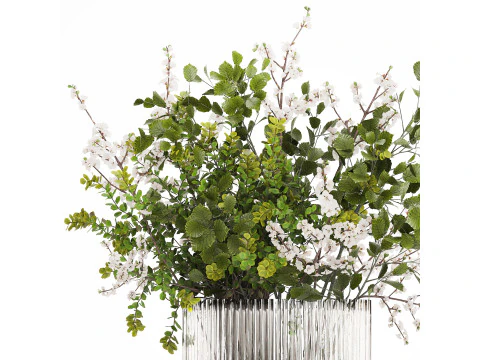 Beautiful Bouquet Of Branches Flowering Cherries 489 3D Model