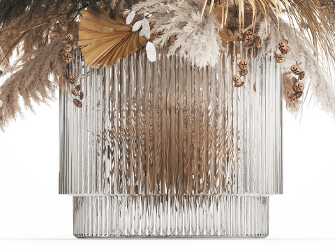 Bouquet Of Dried Flowers Cortaderia Pampas glass vase 490 Modèle 3D