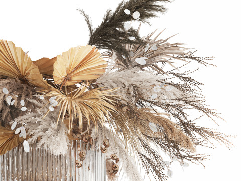 Bouquet Of Dried Flowers Cortaderia Pampas glass vase 490 Modèle 3D
