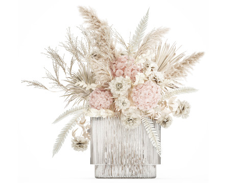 Bouquet Of Dried Flowers Hydrangea Pampas Vase 491 Modello 3D