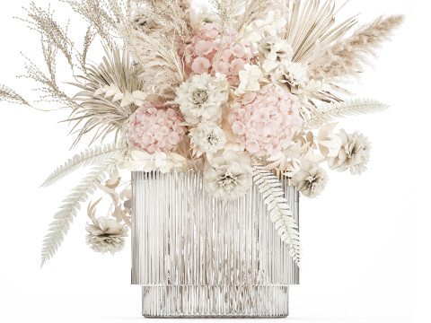 Bouquet Of Dried Flowers Hydrangea Pampas Vase 491 Modello 3D