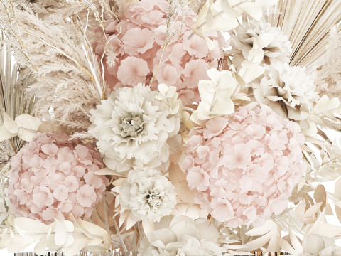 Bouquet Of Dried Flowers Hydrangea Pampas Vase 491 Modello 3D